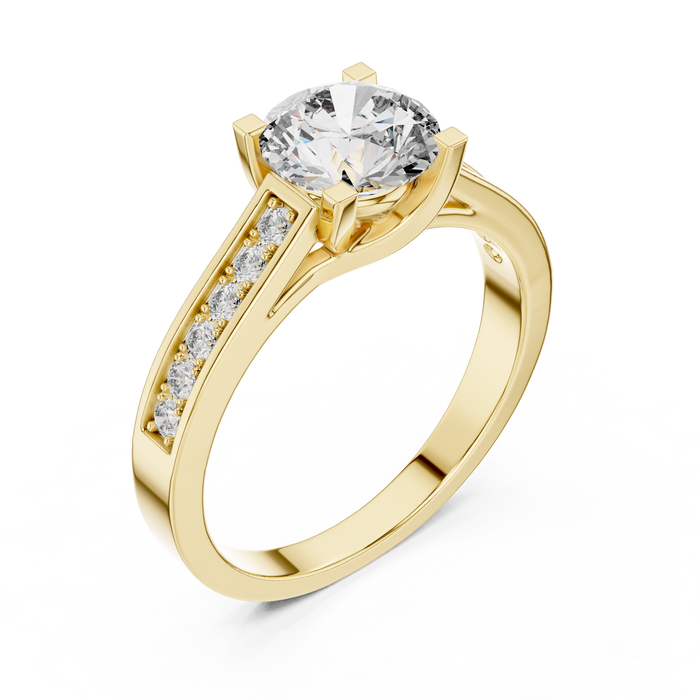 Émeline Channel Pave Solitaire Lab-Grown Diamond Ring