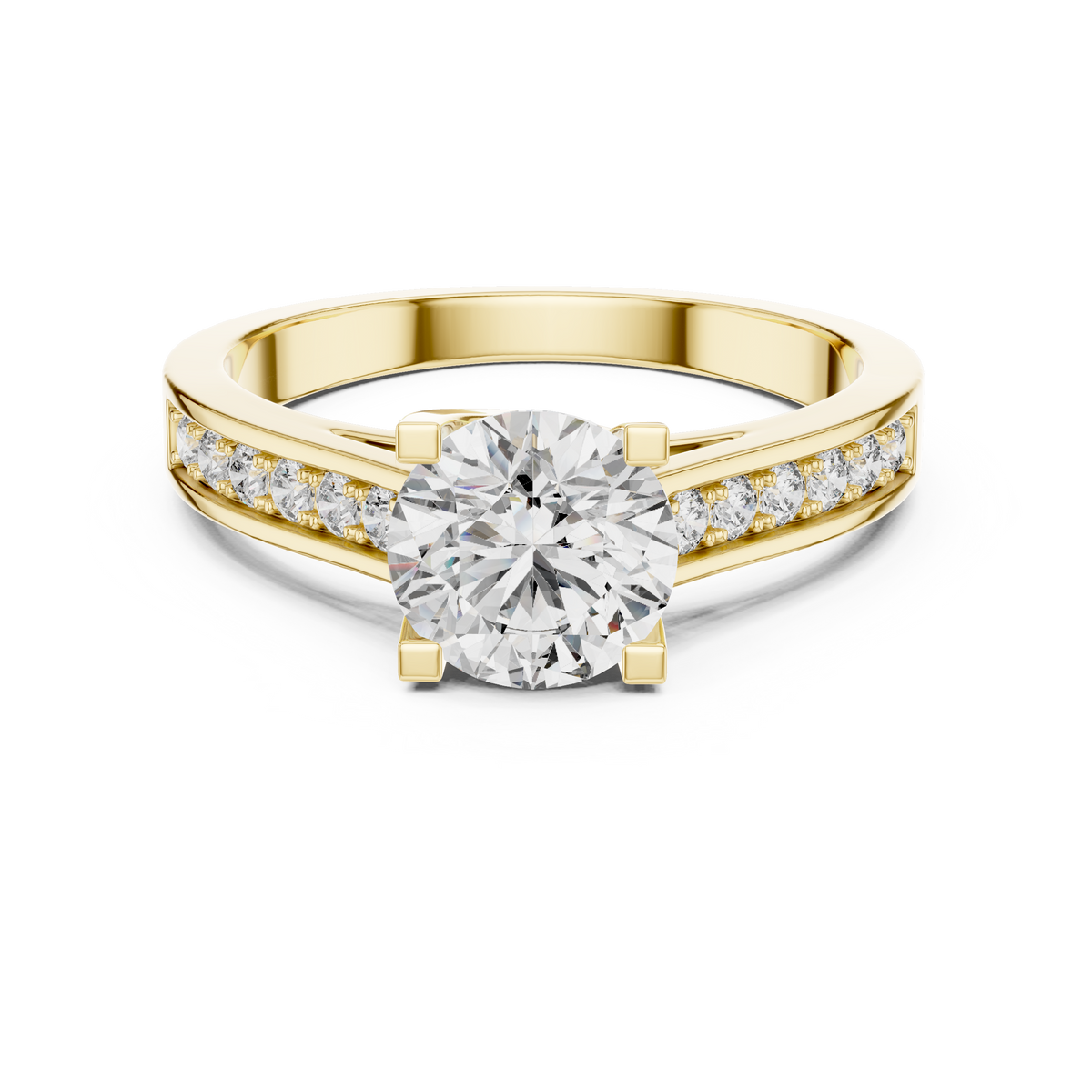 Émeline Channel Pave Solitaire Ring