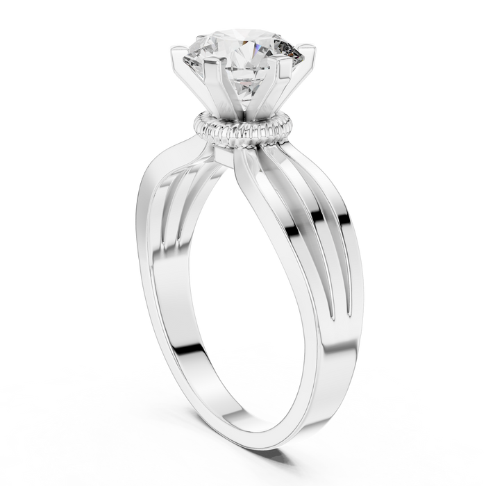 Faustine Hidden-Halo Split-Shank Ring