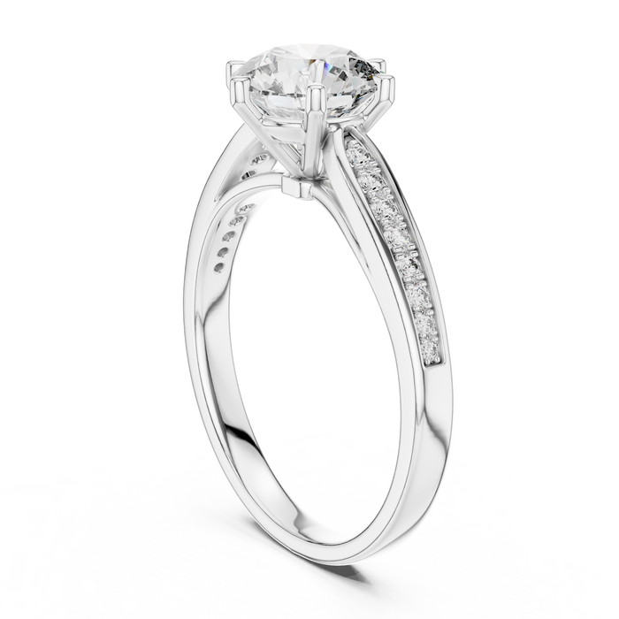 Honorine Pave Shoulder Solitaire Ring