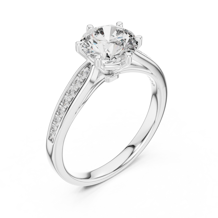 Honorine Pave Shoulder Solitaire Ring