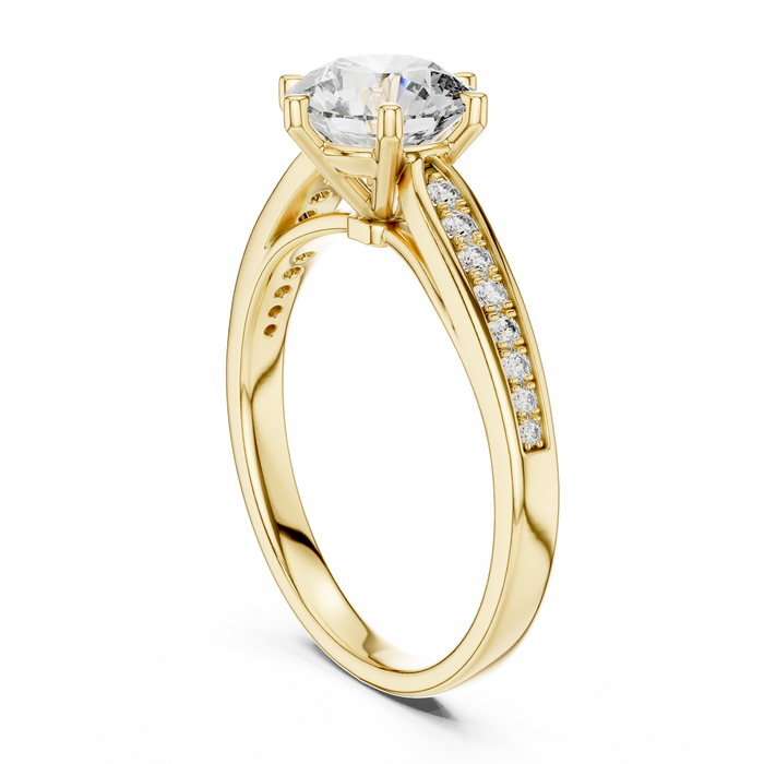 Honorine Pave Shoulder Solitaire Lab-Grown Diamond Ring