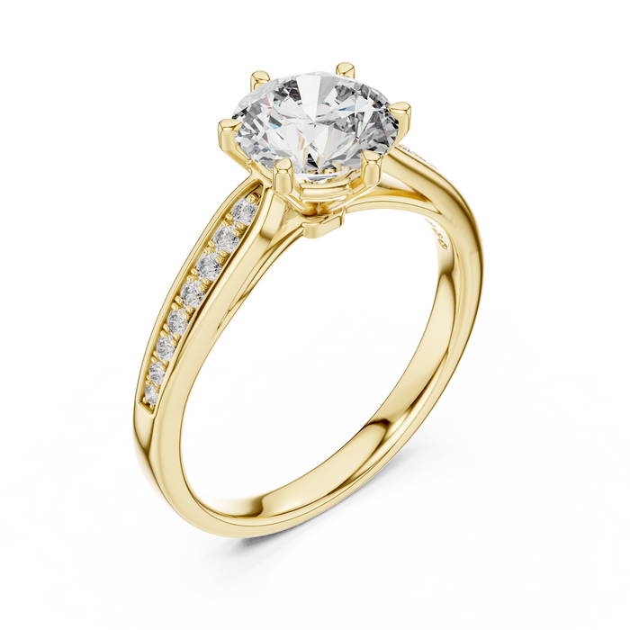 Honorine Pave Shoulder Solitaire Lab-Grown Diamond Ring