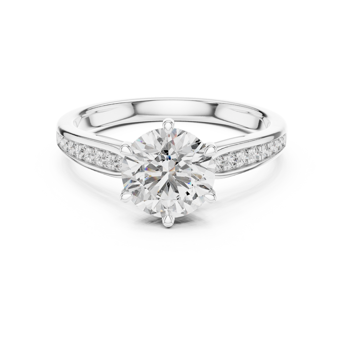 Honorine Pave Shoulder Solitaire Ring