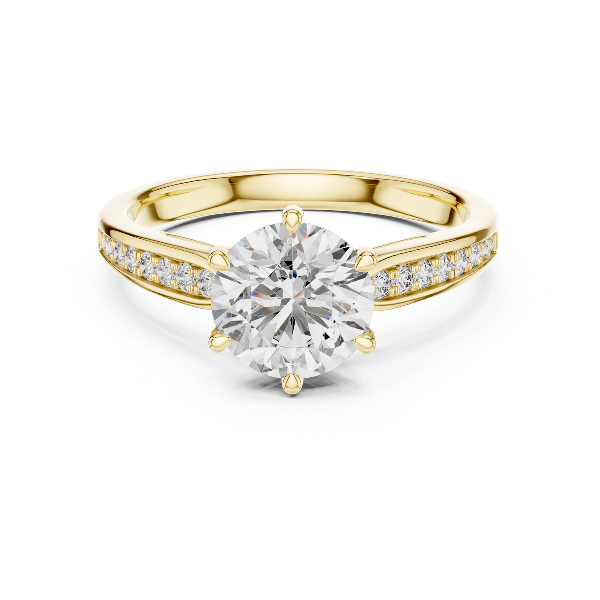 Honorine Pave Shoulder Solitaire Ring