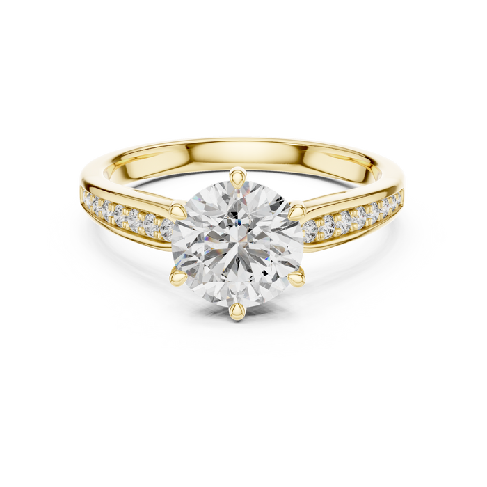 Honorine Pave Shoulder Solitaire Lab-Grown Diamond Ring