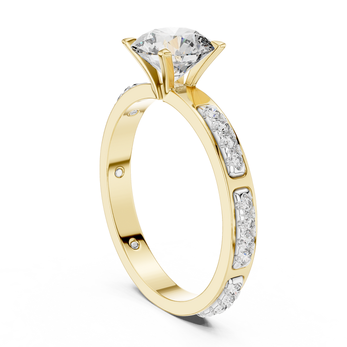 Willa Diamond-Station Solitaire Lab-Grown Diamond Ring