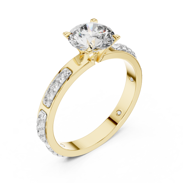 Willa Diamond-Station Solitaire Lab-Grown Diamond Ring