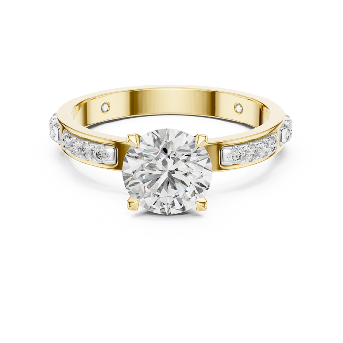 Willa Diamond-Station Solitaire Lab-Grown Diamond Ring