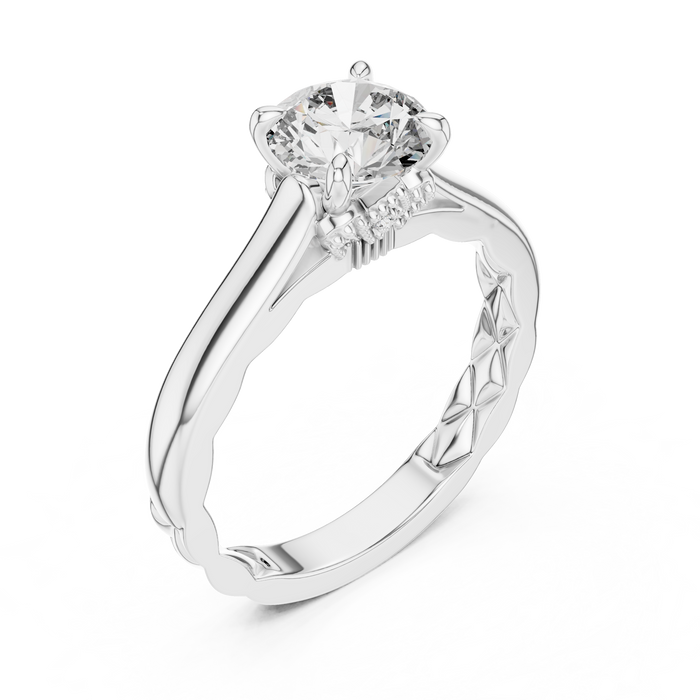 Léonie Quilted Side-Stone Ring