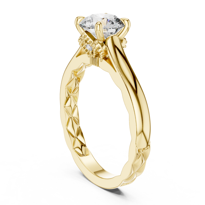 Léonie Quilted Side-Stone Lab-Grown Diamond Ring