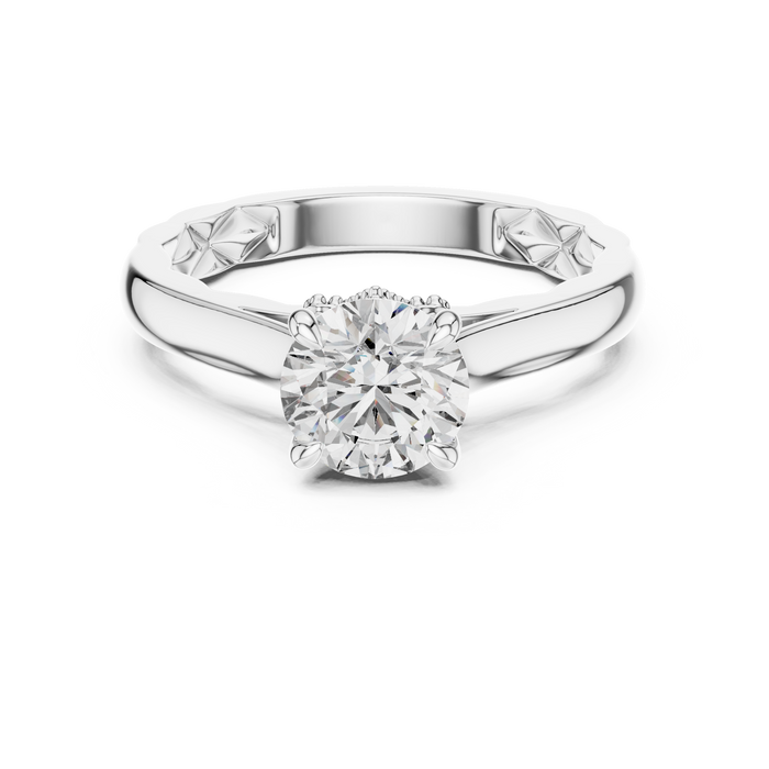 Léonie Quilted Side-Stone Ring