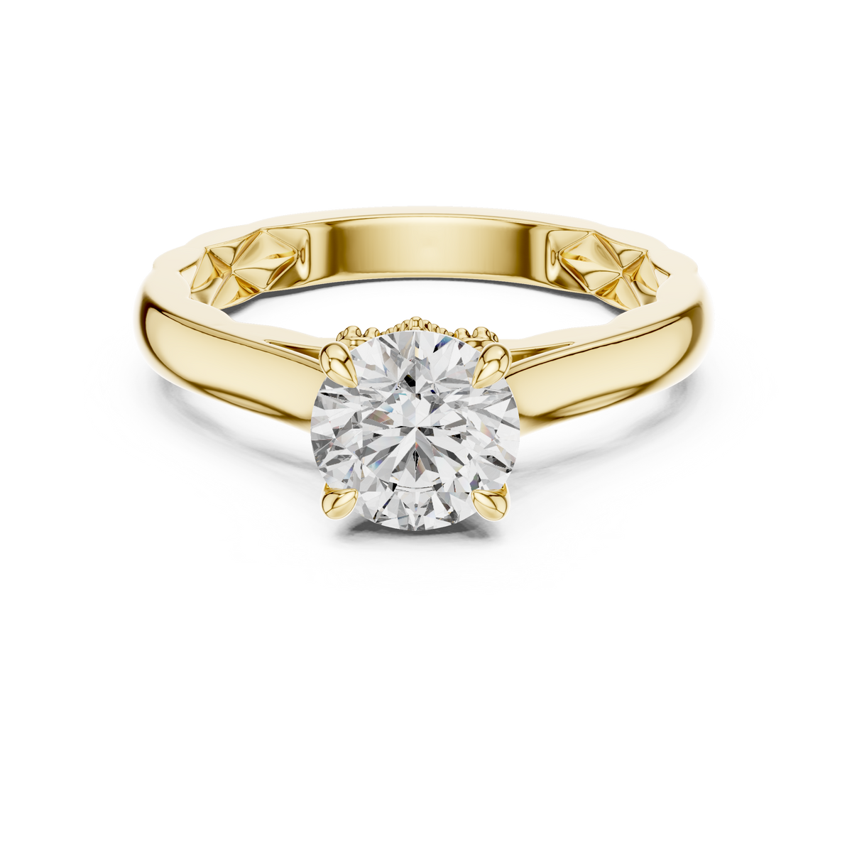 Léonie Quilted Side-Stone Ring