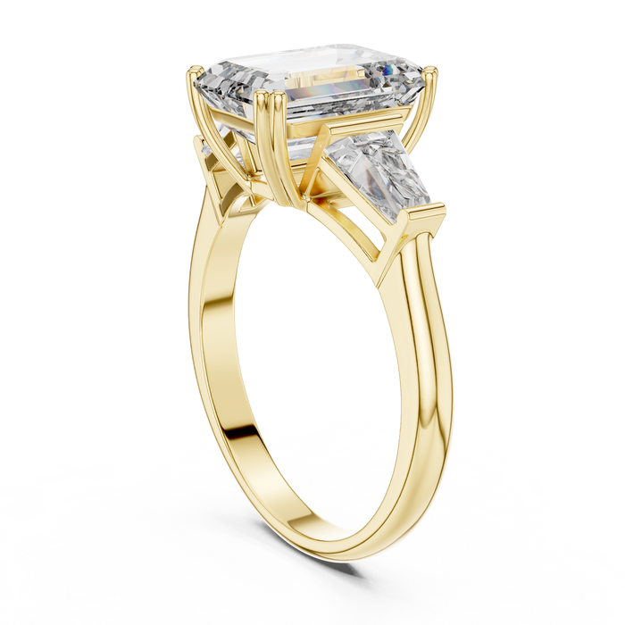 Ninon Emerald Trapezoid Three-Stone Lab-Grown Diamond Ring