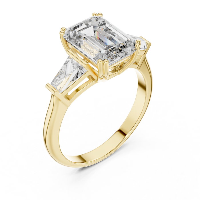 Ninon Emerald Trapezoid Three-Stone Lab-Grown Diamond Ring