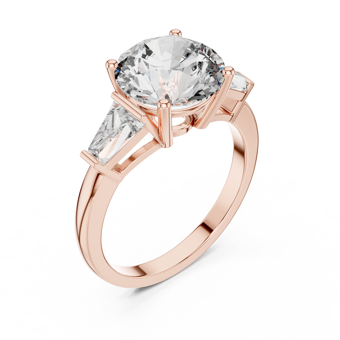 Oriane Emerald-Cut Three-Stone Solitaire Ring