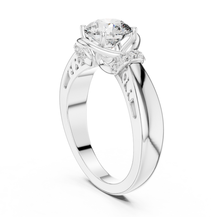 Blanche Side-Stone Accent Solitaire Ring