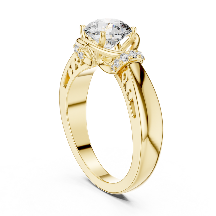 Blanche Side-Stone Accent Solitaire Lab-Grown Diamond Ring