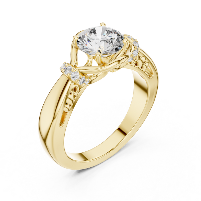 Blanche Side-Stone Accent Solitaire Lab-Grown Diamond Ring