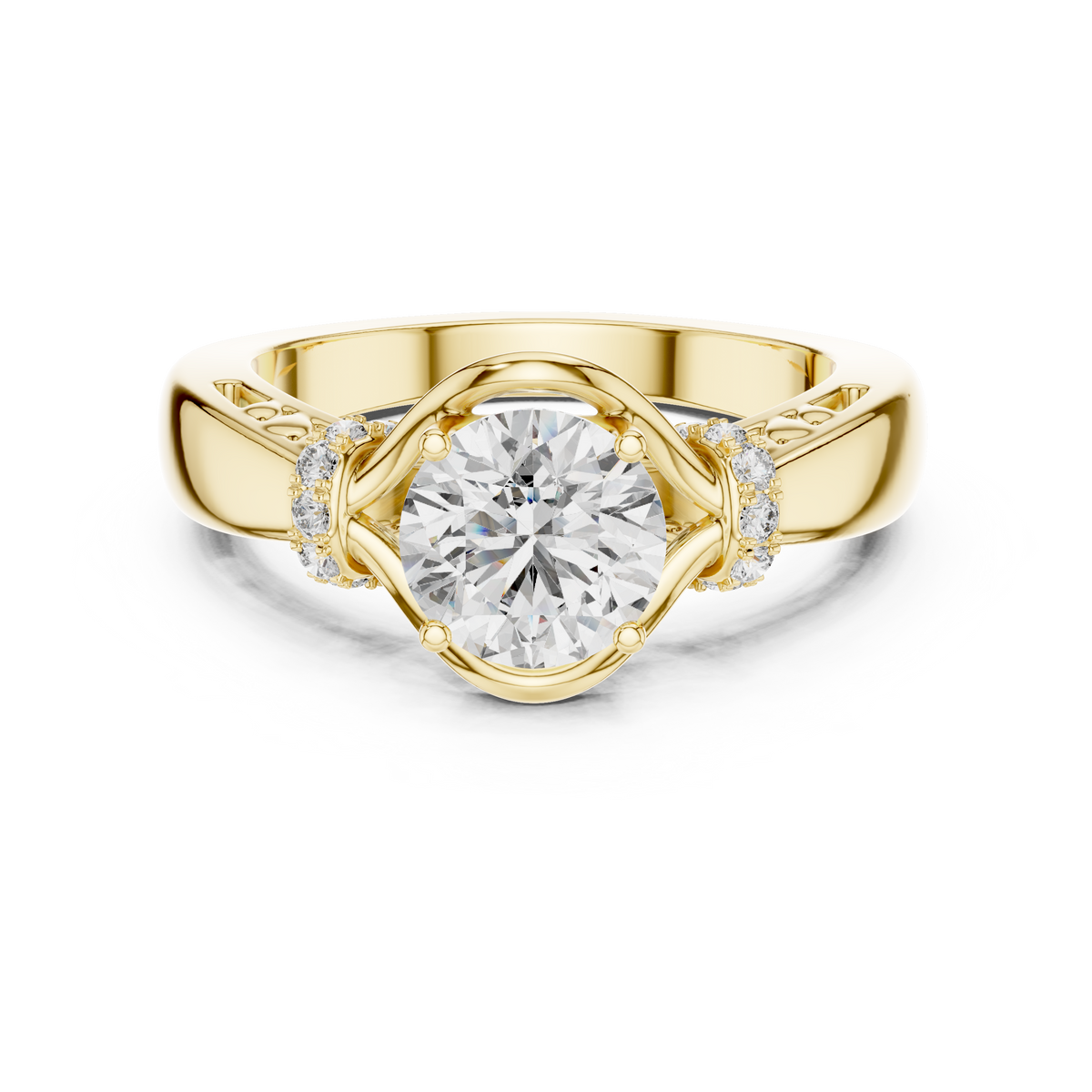 Blanche Side-Stone Accent Solitaire Ring