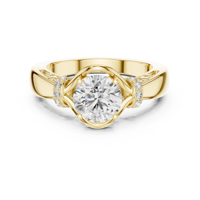 Blanche Side-Stone Accent Solitaire Lab-Grown Diamond Ring