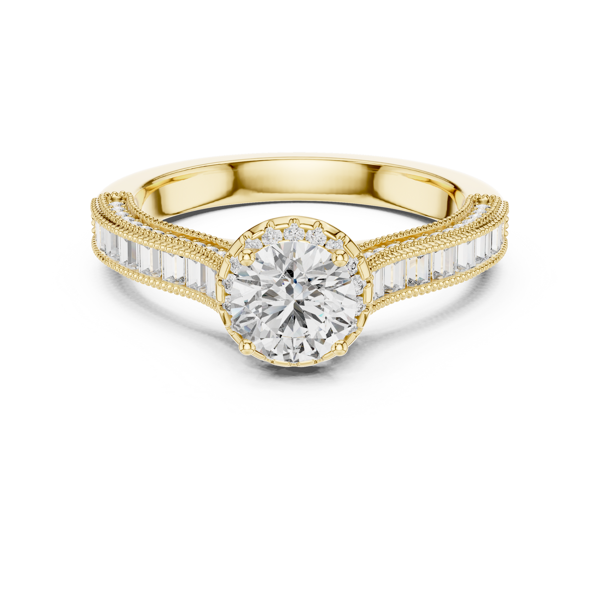 Domitille Baguette Vintage Halo Ring