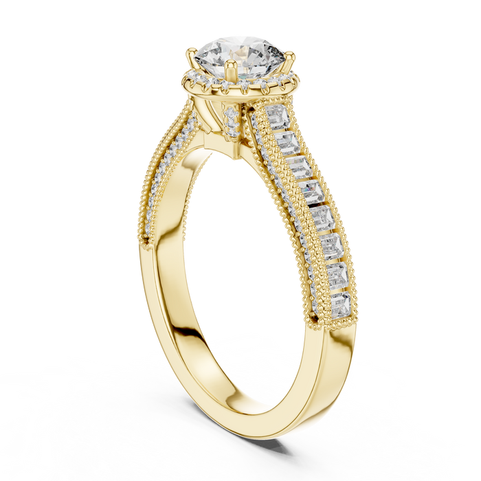 Domitille Baguette Vintage Halo Lab-Grown Diamond Ring