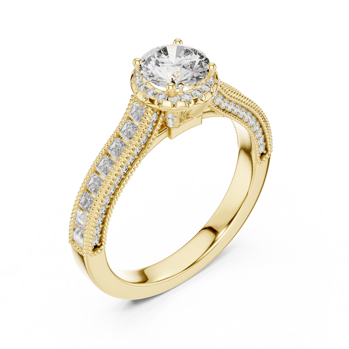 Domitille Baguette Vintage Halo Lab-Grown Diamond Ring