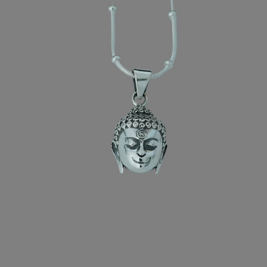 Divine Grace: Sterling Silver 925 Budha Pendant with Zirconia Accent