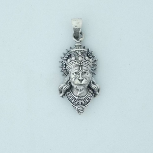 Divine Strength: Matte Finish 3D Sterling Silver Lord Hanuman Pendant