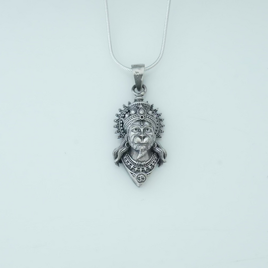 Divine Strength: Matte Finish 3D Sterling Silver Lord Hanuman Pendant