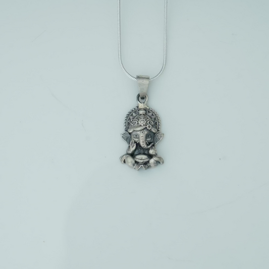 Blessings in Silver: Matte Finish Sterling Silver 925 Lord Ganesha 3D Pendant