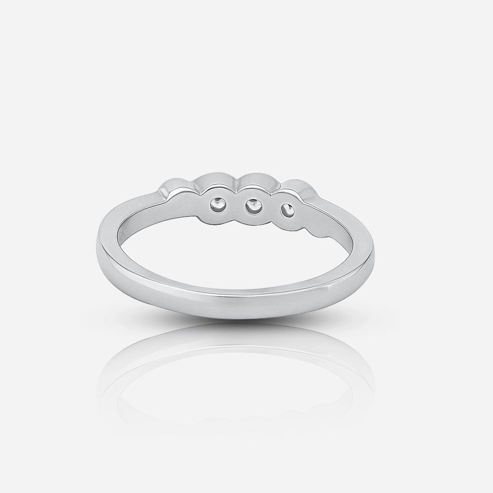 Silver ring with small stones on a white background
