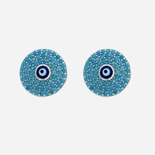 Meet Your New Lucky Charm: Sky Blue Zirconia Evil Eye Silver Studs